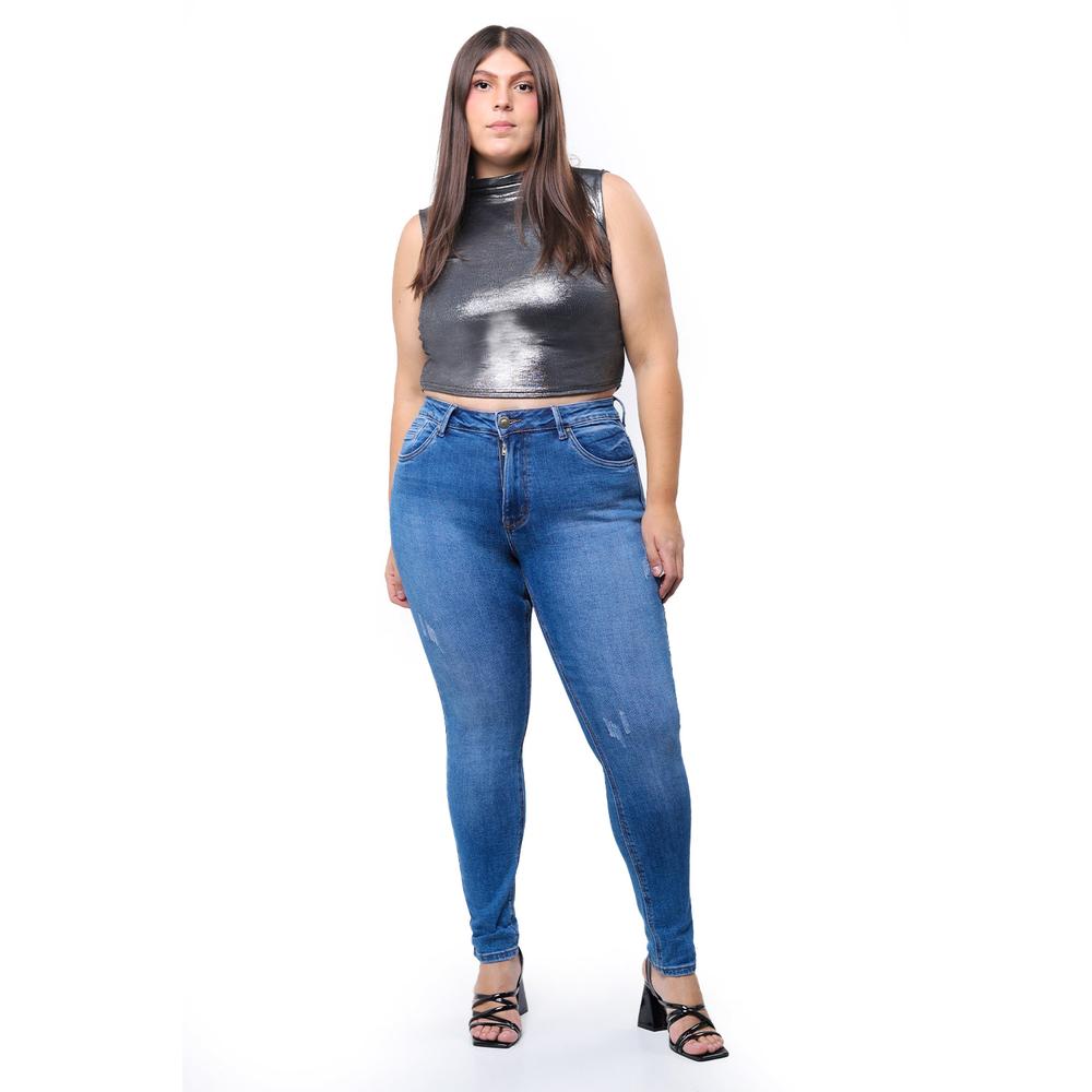 Jeans Skinny Con Strech Tallas Extras, 3921 (azul Medio) Azul