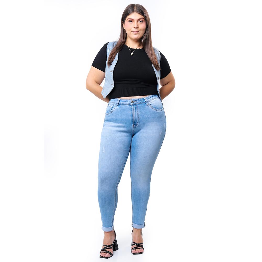 Foto 2 pulgar | Jeans Skinny Con Strech Tallas Extras, 3919 (azul Claro) Azul Cielo