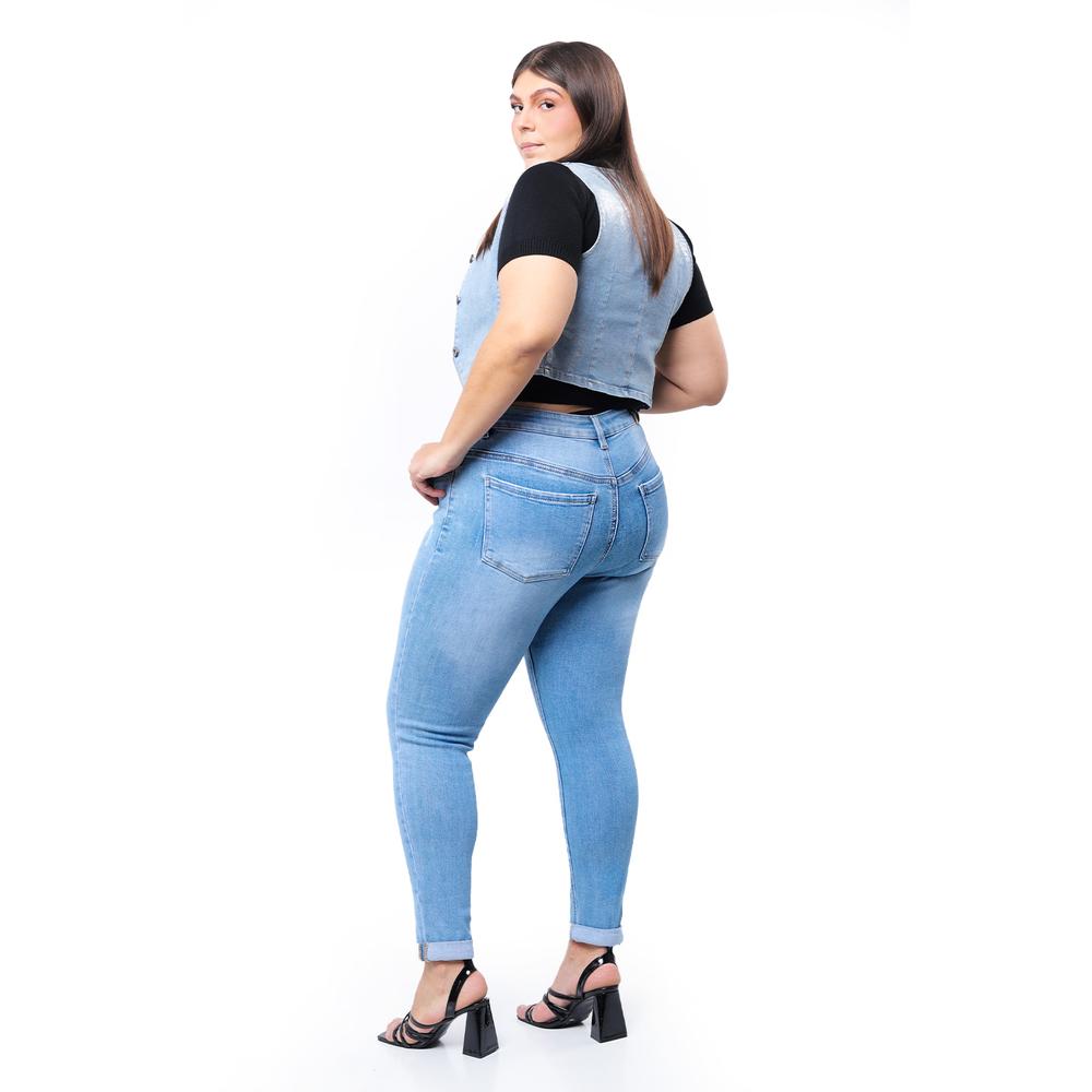 Foto 3 pulgar | Jeans Skinny Con Strech Tallas Extras, 3919 (azul Claro) Azul Cielo
