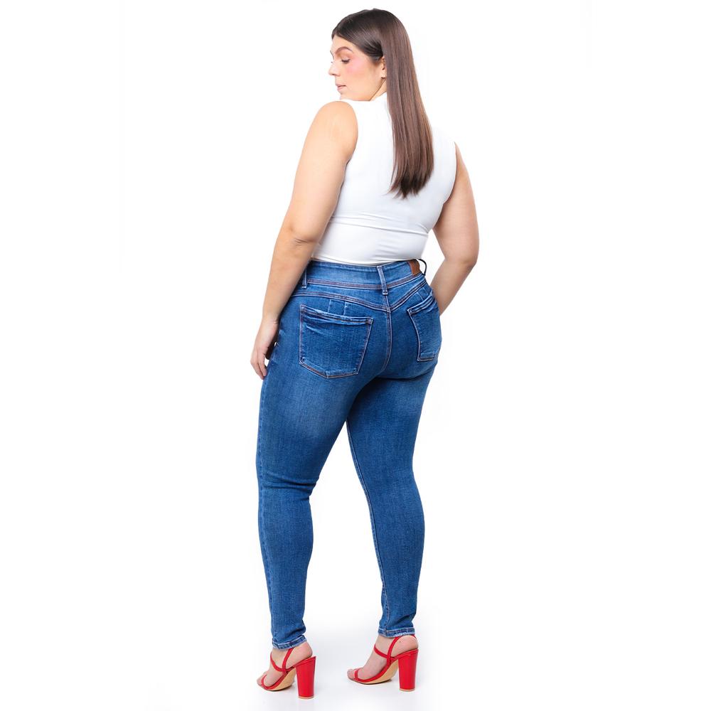 Foto 3 pulgar | Jeans Skinny Con Strech Tallas Extras, 3917 (azul Medio) Azul