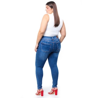 Foto 2 | Jeans Skinny Con Strech Tallas Extras, 3917 (azul Medio) Azul
