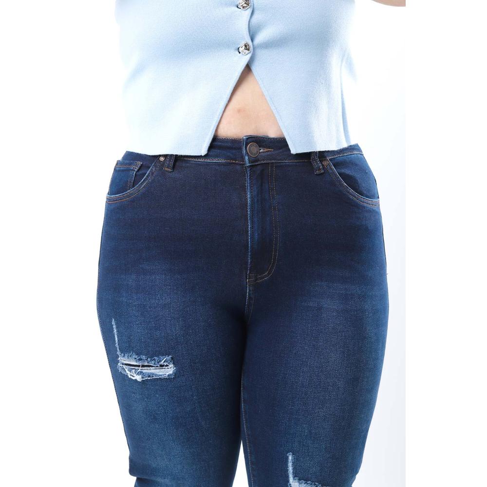 Foto 4 pulgar | Jeans Recto Con Rasgaduras /tallas Extras, 3721 (azul Dark) Azul Oscuro