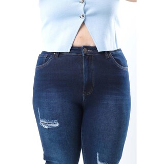 Foto 3 | Jeans Recto Con Rasgaduras /tallas Extras, 3721 (azul Dark) Azul Oscuro