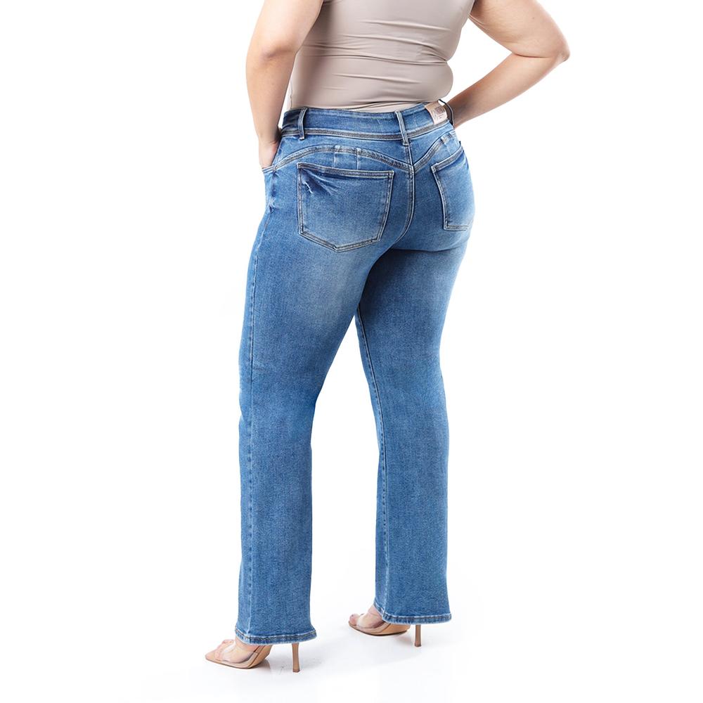 Foto 3 pulgar | Jeans Bootcut Con Strech Roman Fashion, 3727 (azul Medio) Azul