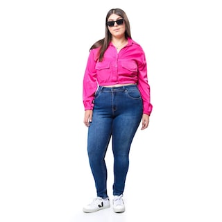 Foto 1 | Jeans Skinny Con Strech /tallas Extras, 1633 (azul Dark) Azul Oscuro