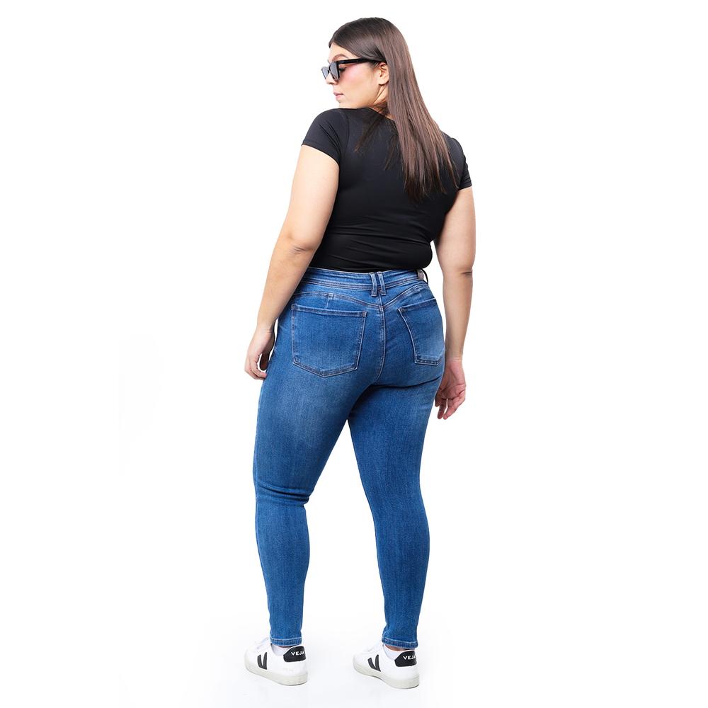 Foto 2 | Jeans Skinny Con Strech /tallas Extras, 1628 (azul Medio) Azul