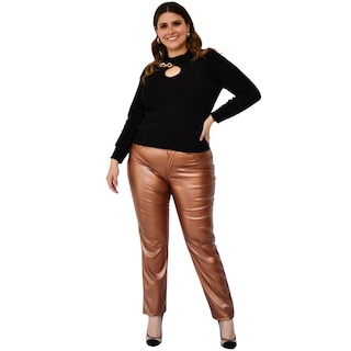 Foto 4 | Pantalón de Vinipiel Roman Fashion 9505 color Café