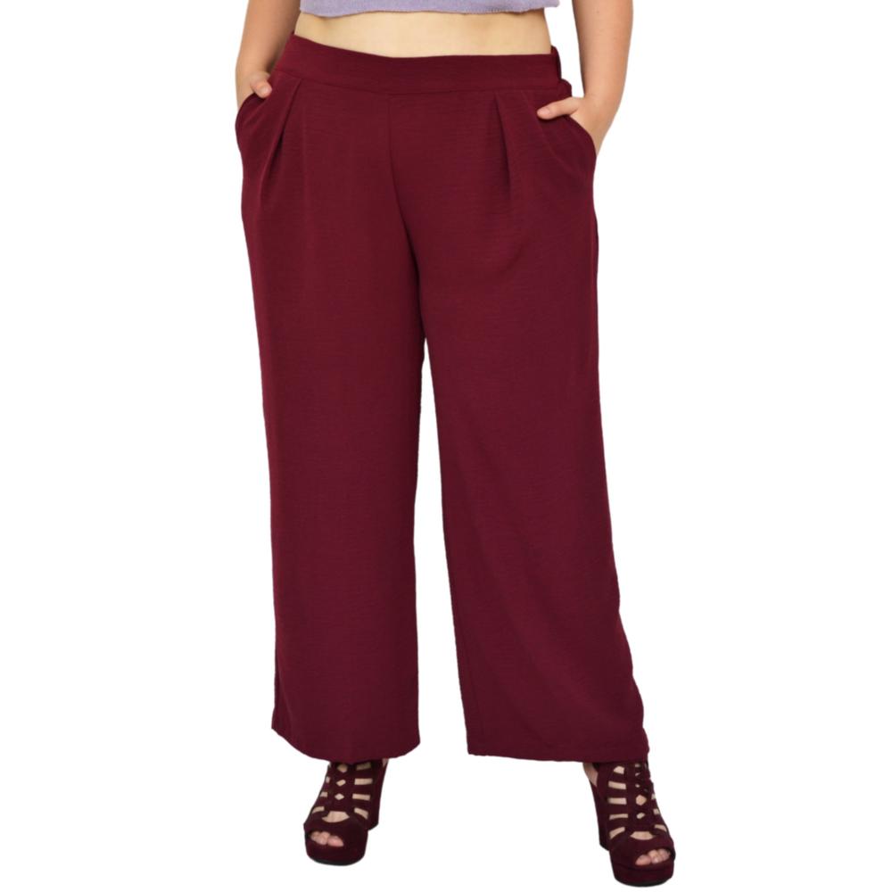 Foto 2 pulgar | Pantalón Pierna Amplia ROMAN FASHION 1982 color Vino Tallas Extras