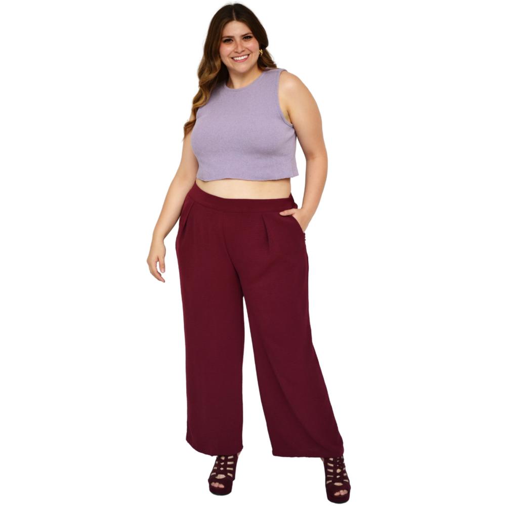 Foto 5 | Pantalón Pierna Amplia ROMAN FASHION 1982 color Vino Tallas Extras