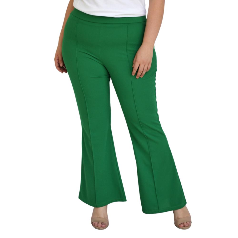 Foto 2 pulgar | Pantalón Pierna Ancha ROMAN FASHION 2203 color Verde Tallas Extras