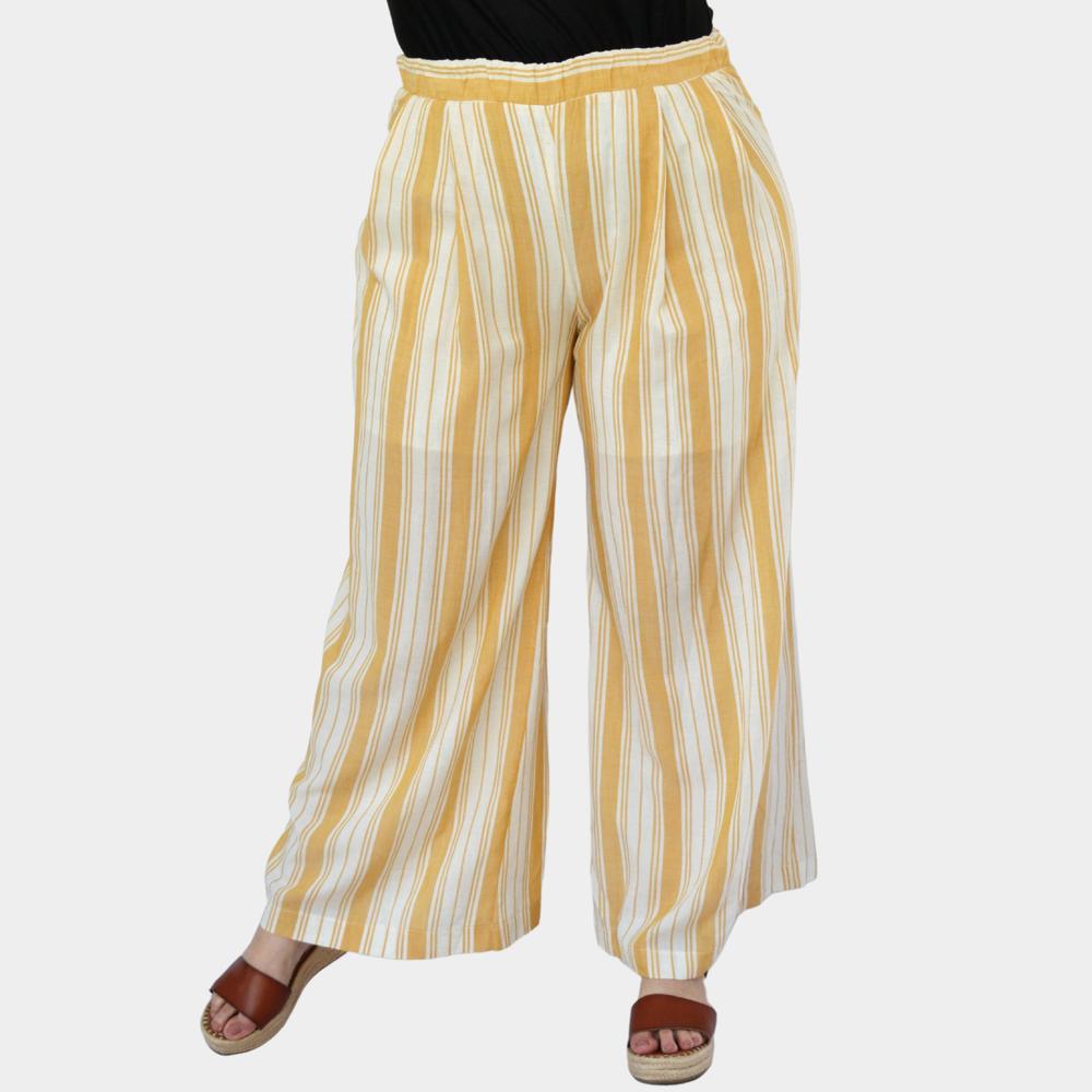 Foto 2 pulgar | Pantalón Pierna Amplia ROMAN FASHION 7164 color Amarillo en Talla Extra