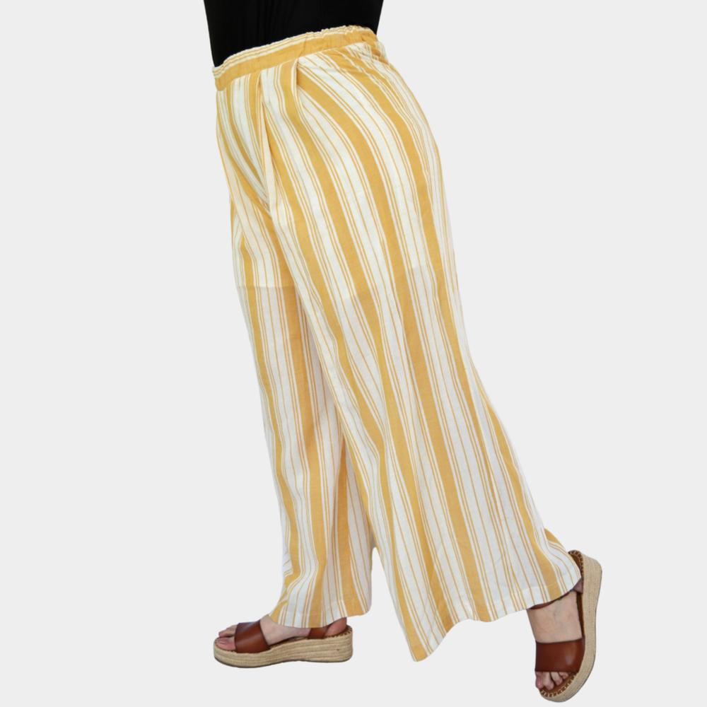Foto 3 pulgar | Pantalón Pierna Amplia ROMAN FASHION 7164 color Amarillo en Talla Extra