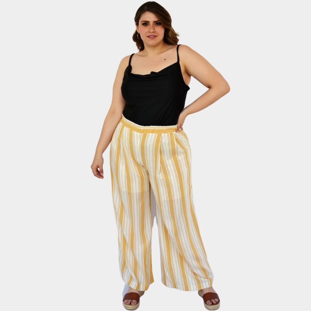 Foto 6 pulgar | Pantalón Pierna Amplia ROMAN FASHION 7164 color Amarillo en Talla Extra