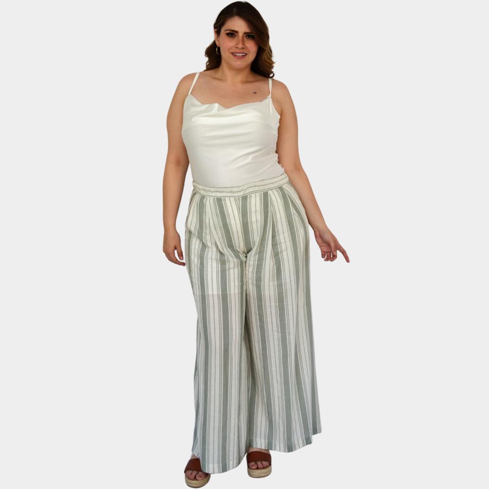 Foto 6 pulgar | Pantalón Pierna Amplia ROMAN FASHION 7164 color Verde en Talla Extra