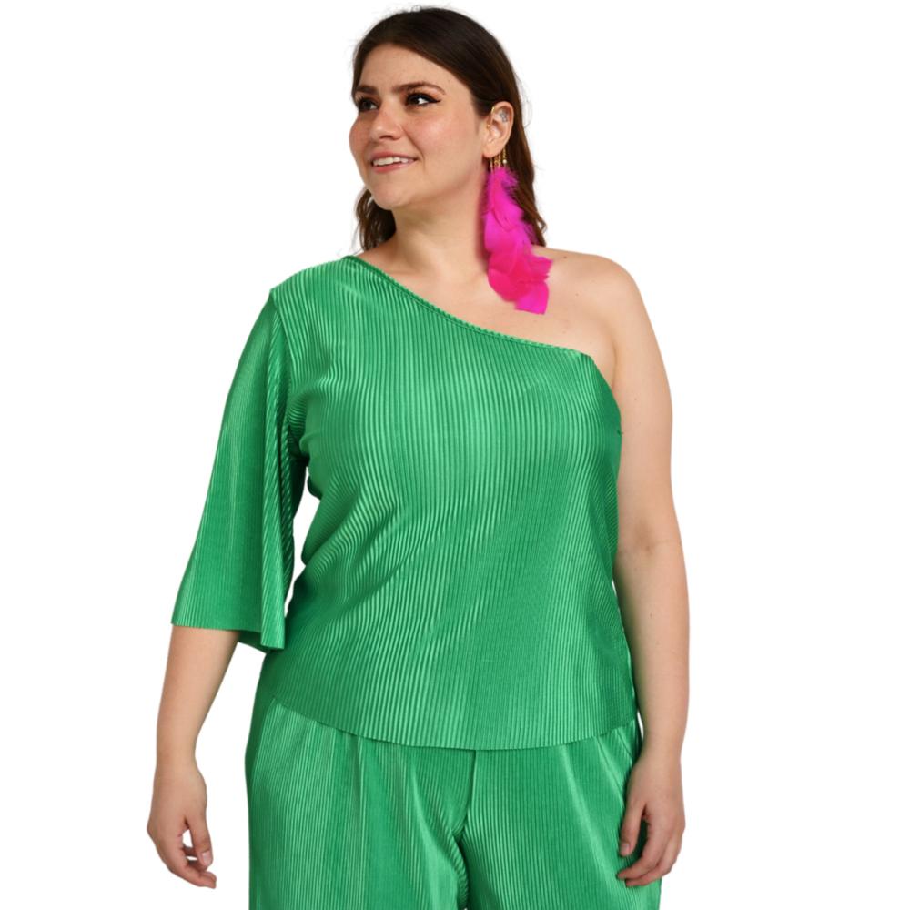 Foto 3 pulgar | Conjunto Plisado Roman Fashion Verde para Mujer