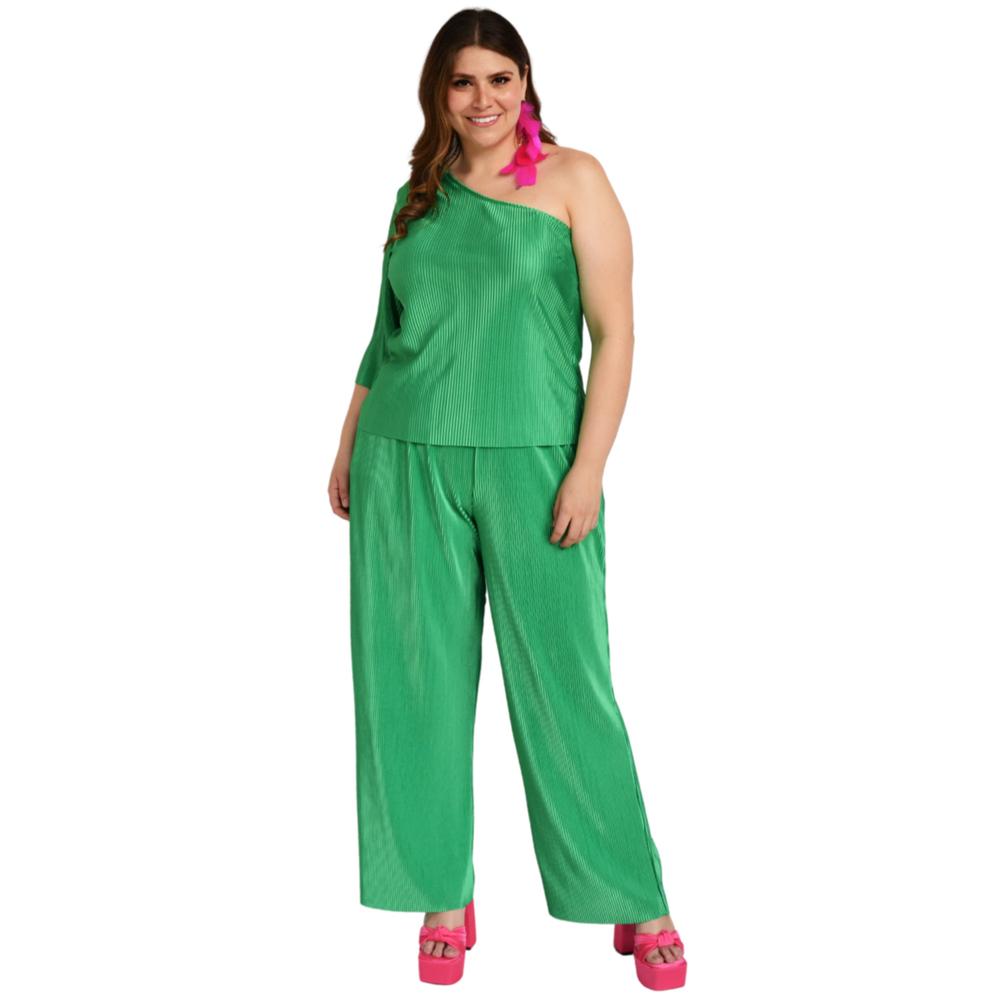 Foto 7 pulgar | Conjunto Plisado Roman Fashion Verde para Mujer
