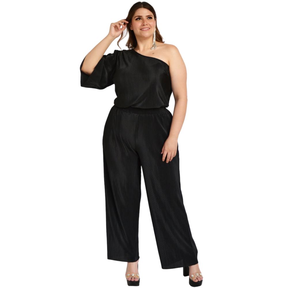 Foto 2 pulgar | Conjunto Plisado Roman Fashion color Negro para Mujer
