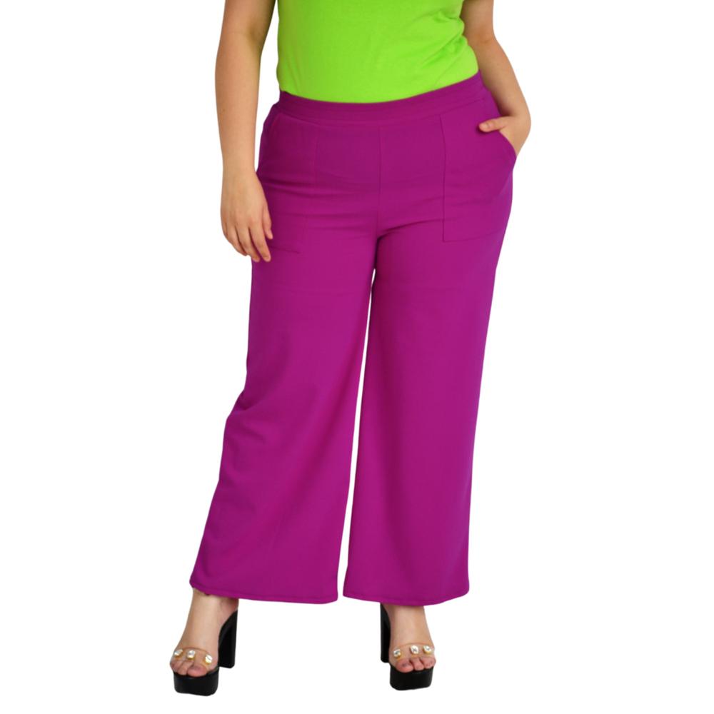 Foto 2 pulgar | Pantalón Pierna Amplia Roman Fashion P-GR-7046-MAGENTA color Rosa