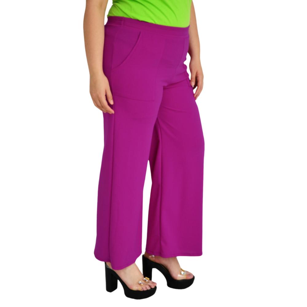 Foto 3 pulgar | Pantalón Pierna Amplia Roman Fashion P-GR-7046-MAGENTA color Rosa