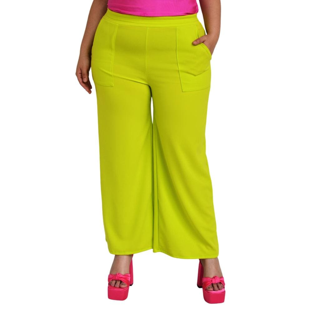 Pantalón Pierna Amplia Roman Fashion color Verde para Mujer $959