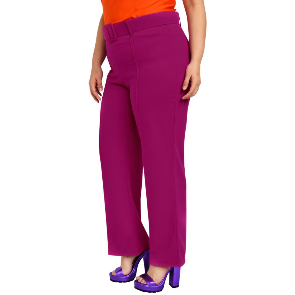 Foto 3 pulgar | Pantalón de Vestir con Cinto Forrado Roman Fashion color Rosa para Mujer