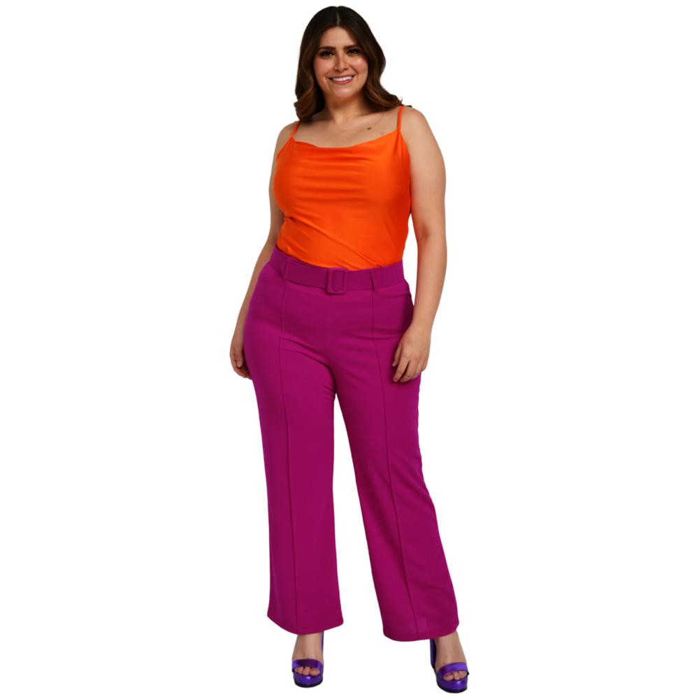 Foto 6 pulgar | Pantalón de Vestir con Cinto Forrado Roman Fashion color Rosa para Mujer