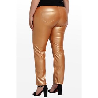 Foto 3 | Pantalón de Vinipiel Roman Fashion 9505 Dorado Tallas Extras
