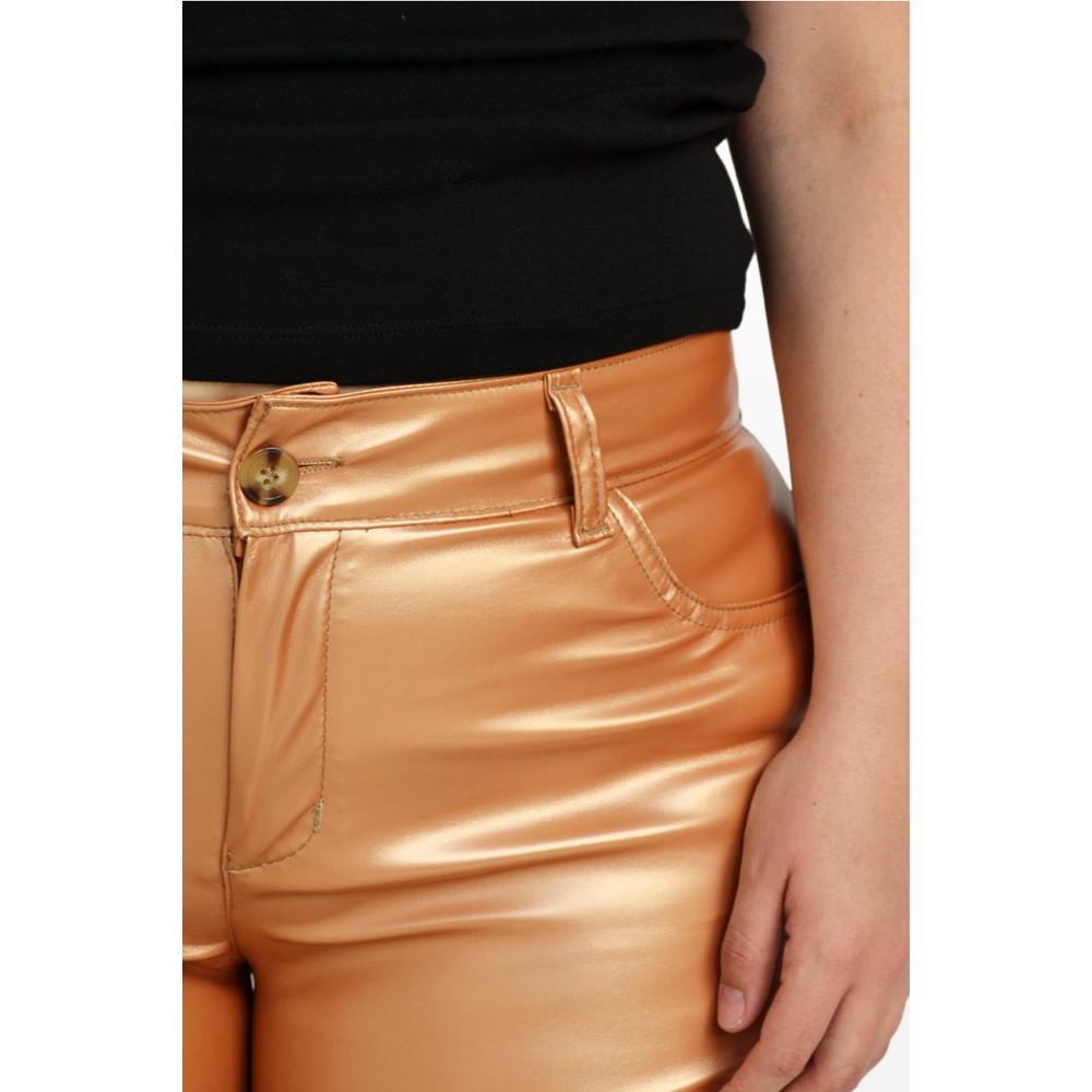 Foto 4 | Pantalón de Vinipiel Roman Fashion 9505 Dorado Tallas Extras
