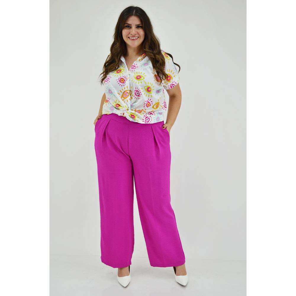 Foto 6 pulgar | Pantalón Pierna Amplia Roman Fashion Tallas Extras 1295 color Rosa