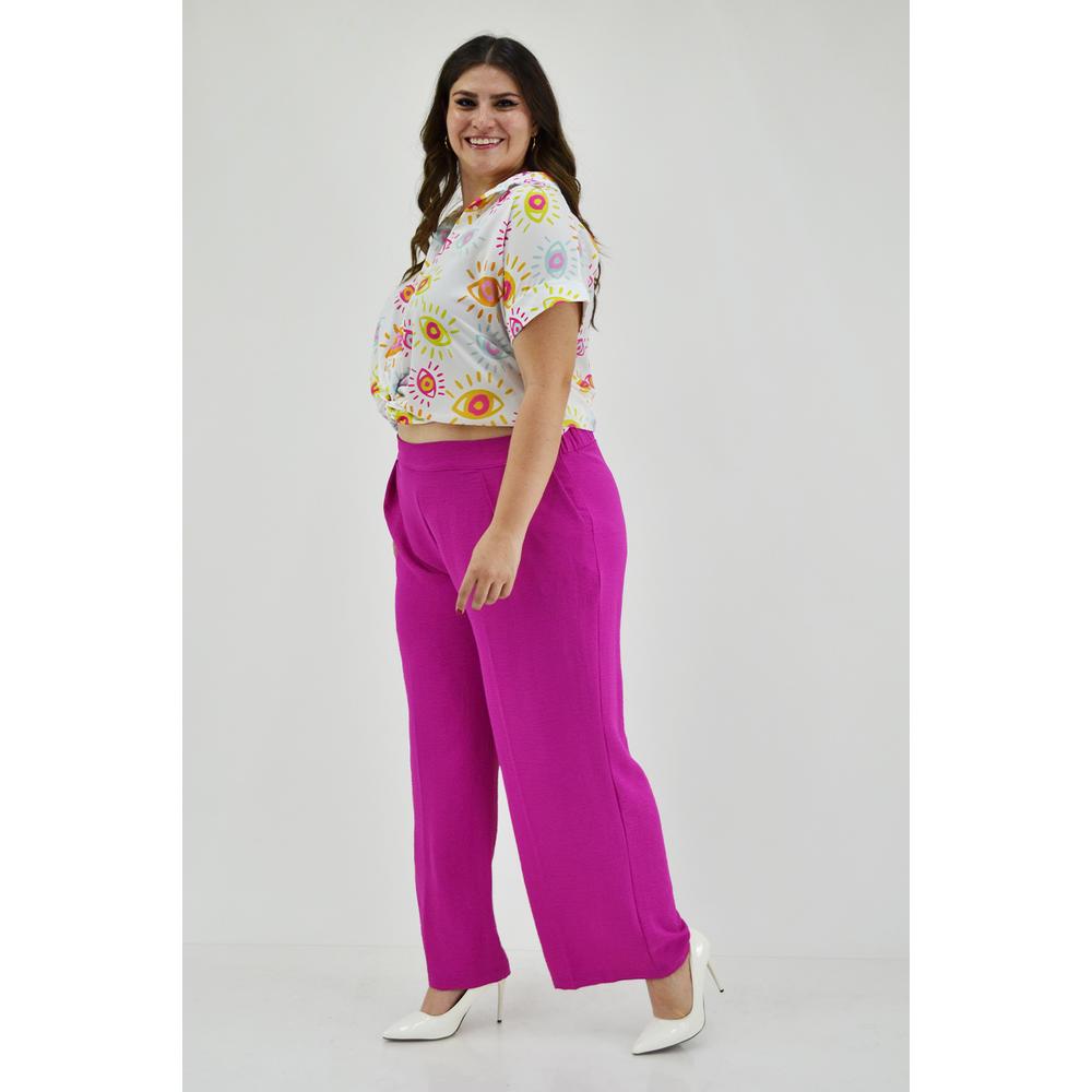 Foto 7 pulgar | Pantalón Pierna Amplia Roman Fashion Tallas Extras 1295 color Rosa