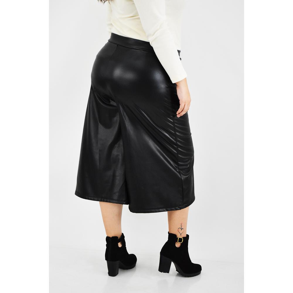 Foto 4 pulgar | Pantalón Culotte Roman Fashion Negro de Vinipiel Tallas Extras para Mujer