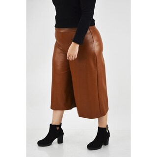 Foto 2 | Pantalón Culotte Vinipiel Roman Fashion Tallas Extras 2551 Café