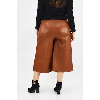 Foto 3 | Pantalón Culotte Vinipiel Roman Fashion Tallas Extras 2551 Café