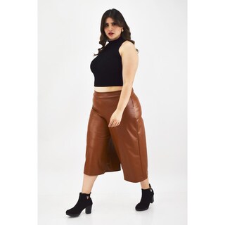 Foto 6 | Pantalón Culotte Vinipiel Roman Fashion Tallas Extras 2551 Café