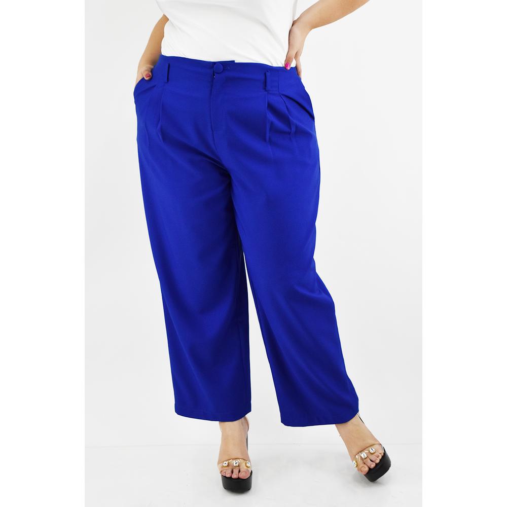 Foto 1 | Pantalon para Mujer Roman Fashion de Vestir Tallas Extras Azul Rey