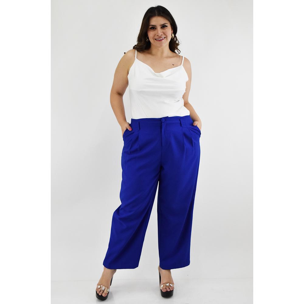 Foto 6 pulgar | Pantalon para Mujer Roman Fashion de Vestir Tallas Extras Azul Rey