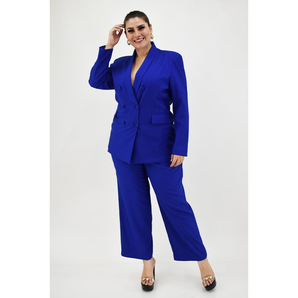 Foto 7 pulgar | Pantalon para Mujer Roman Fashion de Vestir Tallas Extras Azul Rey
