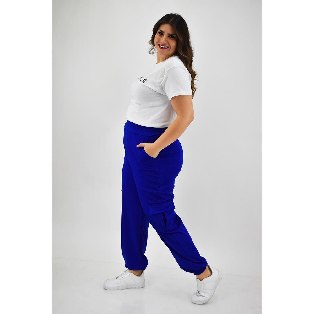 Foto 6 pulgar | Pantalón Tipo Jogger Roman Fashion Tallas Extras color Azul