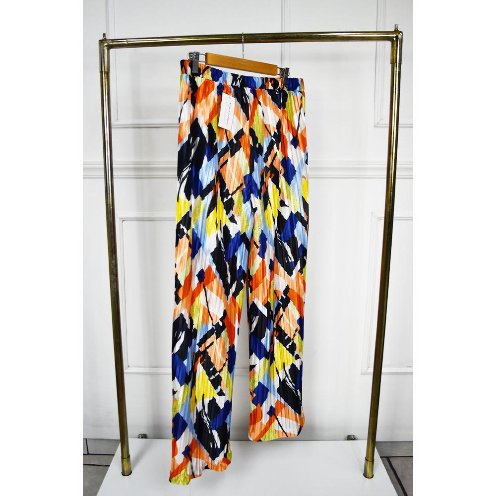Foto 4 pulgar | Pantalon De Satín Plisado Roman Fashion /tallas Extras, 2331 (amarillo Estampado) Amarillo