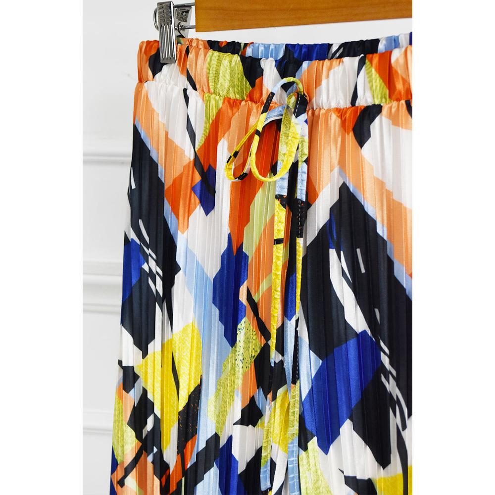 Foto 5 | Pantalon De Satín Plisado Roman Fashion /tallas Extras, 2331 (amarillo Estampado) Amarillo