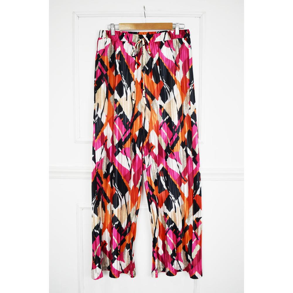 Foto 1 | Pantalon De Satín Plisado Roman Fashion /tallas Extras, 2331 (fiusha Estampado) Fucsia