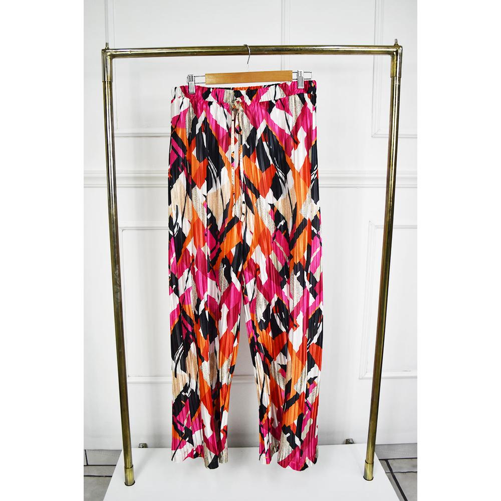 Foto 3 pulgar | Pantalon De Satín Plisado Roman Fashion /tallas Extras, 2331 (fiusha Estampado) Fucsia