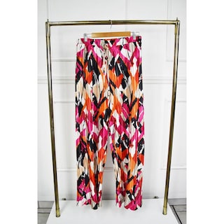 Foto 2 | Pantalon De Satín Plisado Roman Fashion /tallas Extras, 2331 (fiusha Estampado) Fucsia