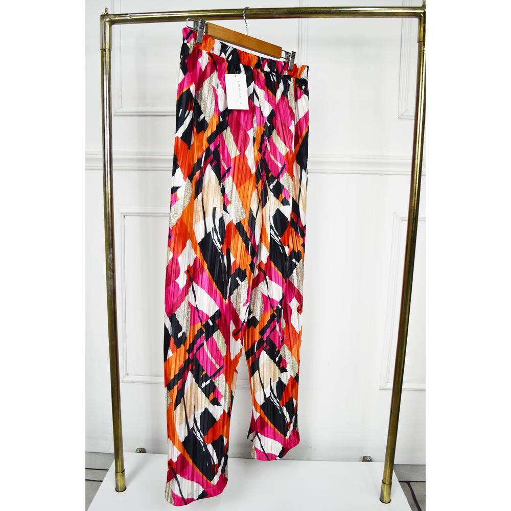 Foto 4 pulgar | Pantalon De Satín Plisado Roman Fashion /tallas Extras, 2331 (fiusha Estampado) Fucsia