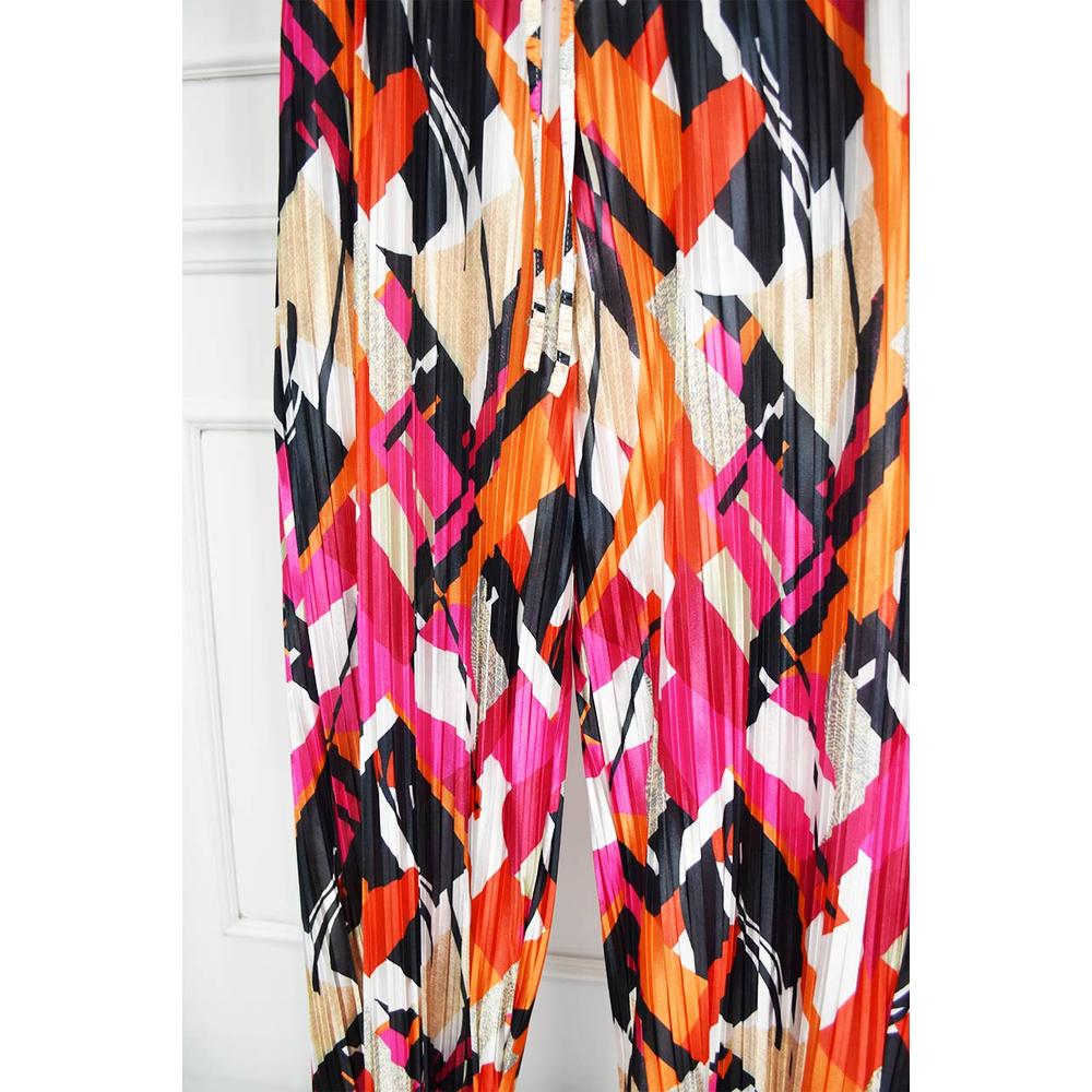 Foto 5 pulgar | Pantalon De Satín Plisado Roman Fashion /tallas Extras, 2331 (fiusha Estampado) Fucsia