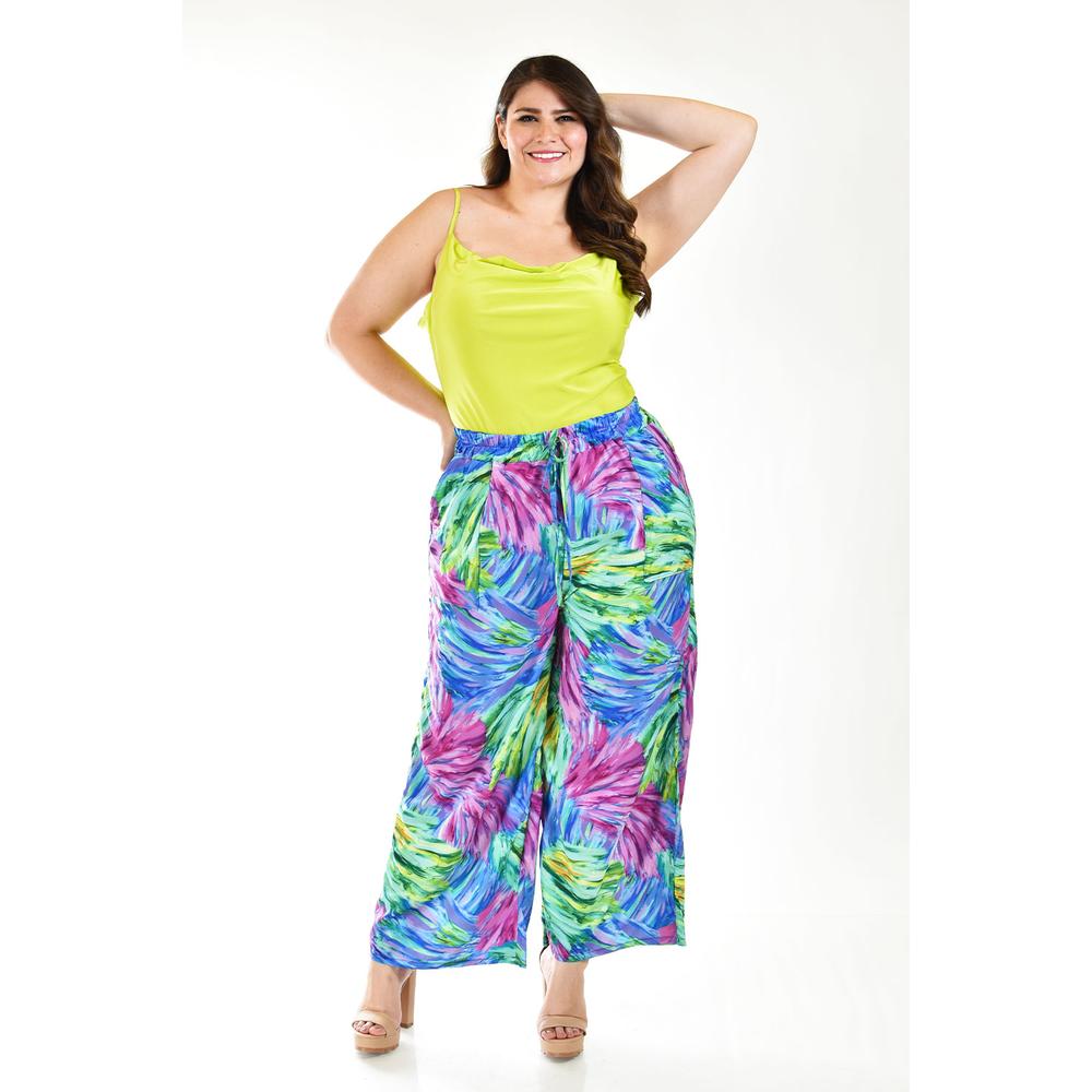 Foto 2 pulgar | Pantalón Pierna Ancha Roman Fashion Tallas Extras Multicolor