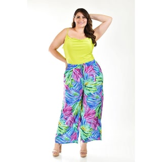 Foto 1 | Pantalón Pierna Ancha Roman Fashion Tallas Extras Multicolor