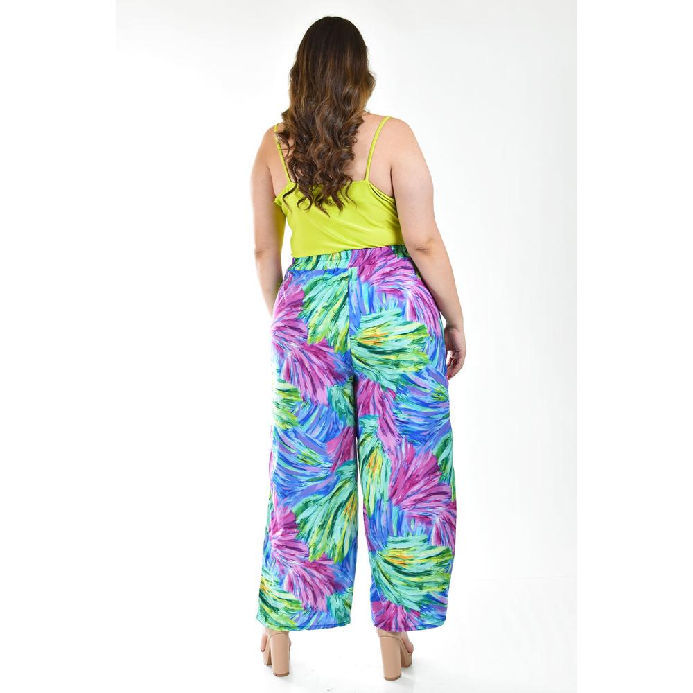 Foto 4 pulgar | Pantalón Pierna Ancha Roman Fashion Tallas Extras Multicolor