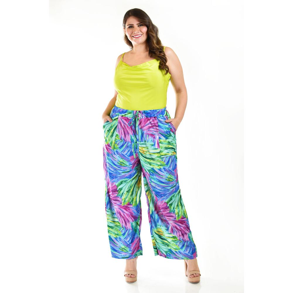 Foto 6 pulgar | Pantalón Pierna Ancha Roman Fashion Tallas Extras Multicolor