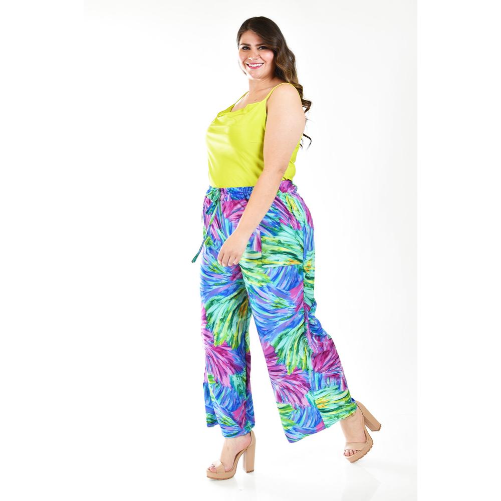 Foto 7 pulgar | Pantalón Pierna Ancha Roman Fashion Tallas Extras Multicolor